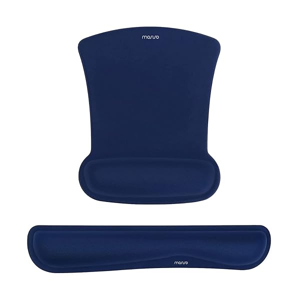 MOSISO Ergonomic Wrist Rest Support for Mouse Pad and Keyboard Set Non-Slip Pain Relief Cushion Navy Blue
