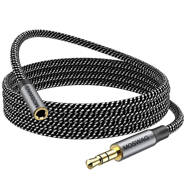 MOSWAG 3.28FT 1Meter 3.5mm Audio Extension Cable Male to Female Nylon Braided Compatible with Stereos Smartphones Headphones and More
