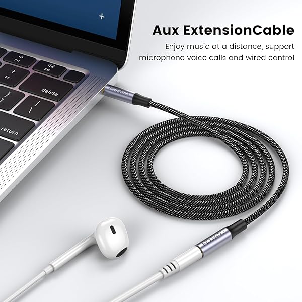 MOSWAG 3.28FT 3.5mm Male to Female Stereo Audio Extension Cable Nylon Braided for Home Car Smartphones Headphones Tablets Media Players - Image 3