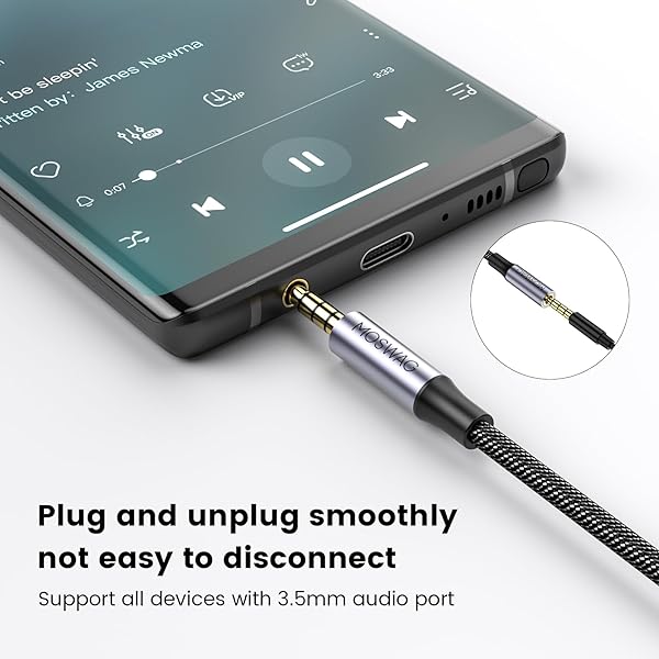 MOSWAG 3.28FT 3.5mm Male to Female Stereo Audio Extension Cable Nylon Braided for Home Car Smartphones Headphones Tablets Media Players - Image 4