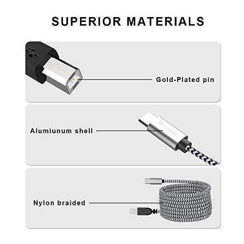 Buy MOSWAG 6.6FT USB C Printer Cable - Type C to USB for MIDI Controllers, Printers, and More - Image 4