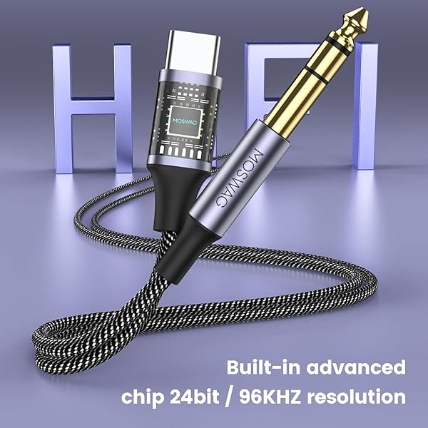 "10FT MOSWAG USB C to 1/4" TRS Audio Cable for Pixel, Samsung, Amplifiers & More" - Image 5