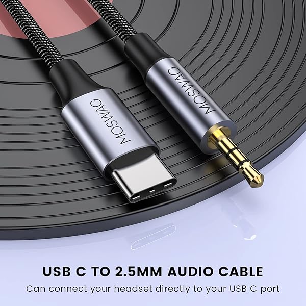 MOSWAG USB C to 2.5mm TRS Headphone Cable,Type C to 2.5 mm Replacement Cord Compatible with Bose Noise Cancelling 700, QuietComfort 35 25 QC35, - Image 2