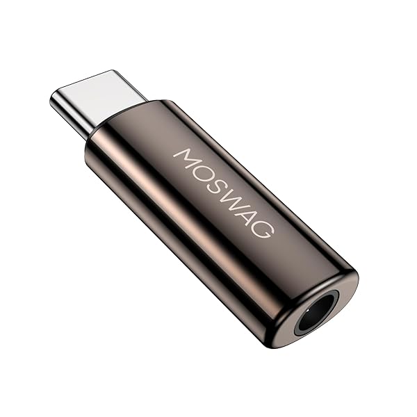 MOSWAG USB C to 3.5mm Audio Adapter for iPhone 15, Samsung Galaxy S23, Pixel 7 - Zinc Alloy, High-Quality Sound
