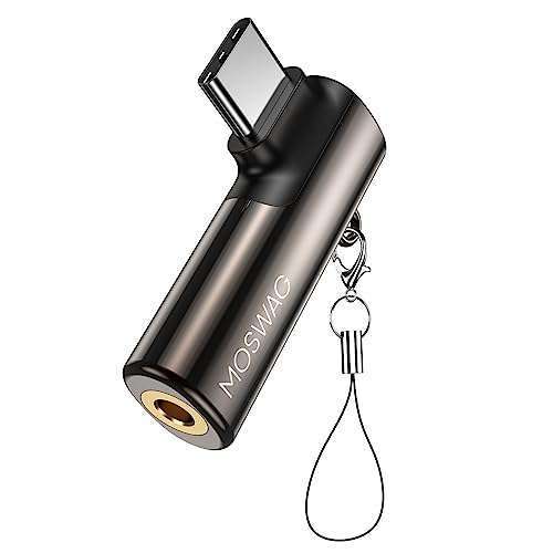 Right Angled USB C to 3.5mm Headphone Adapter for iPhone 15, Samsung Galaxy S23, Huawei - Zinc Alloy Audio Dongle - Image 2