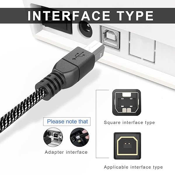 MOSWAG 5FT USB Printer Cable Type A to B High Speed Durable Cord for HP Canon Dell Epson Lexmark Xerox Brother Samsung and More - Image 4
