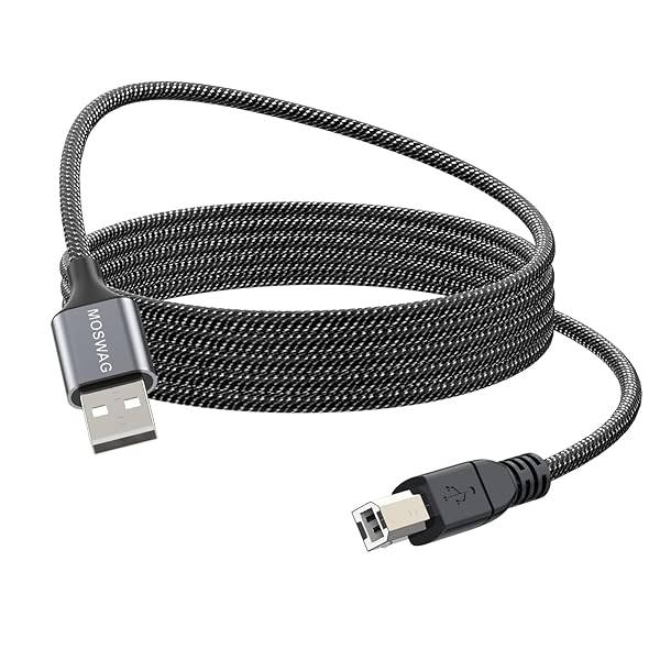 MOSWAG 5FT USB Printer Cable Type A to B High Speed Durable Cord for HP Canon Dell Epson Lexmark Xerox Brother Samsung and More - Image 2