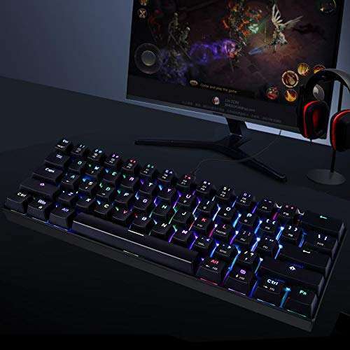 MOTOSPEED 60% Mechanical Keyboard - Portable 61 Keys RGB LED, Type-C USB for Gaming & Office - Blue Switch Compatible with Mac/Windows - Image 9