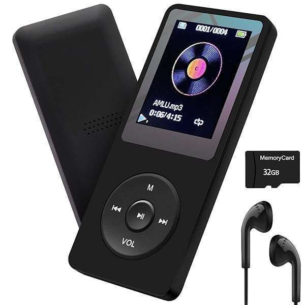 "32GB MP3 Player with Speaker & Earphone - Portable HiFi Lossless Sound, Voice Recorder, E-Book, 1.8" HD Screen, Supports 128GB" - Image 2