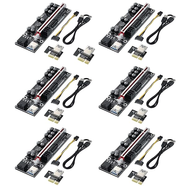 MZHOU Buy MZHOU 6-Pack PCI-E 1X to 16X Riser Card for Bitcoin & Ethereum Mining - High-Performance Adapter