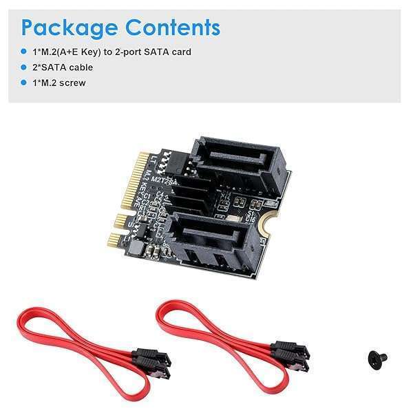 MZHOU M.2(A+E Key) to 2 Ports SATA3.0 6G Multiplier Free Driver with 2X SATA Cables for Motherboard SATA Hard Drive Port Extension Cards - Image 9
