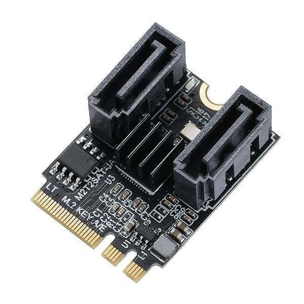 MZHOU MZHOU M.2(A+E Key) to 2 Ports SATA3.0 6G Multiplier Free Driver with 2X SATA Cables for Motherboard SATA Hard Drive Port Extension Cards
