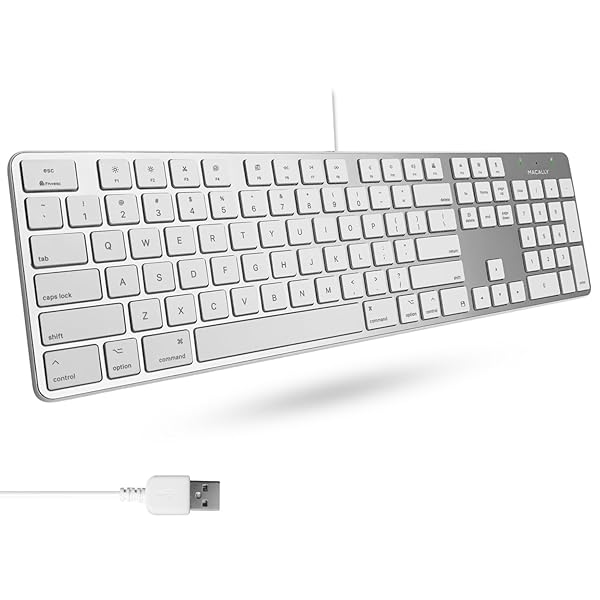 Macally Macally Ultra-Slim USB Wired Keyboard with Number Keypad for Mac & Windows - Perfect for Mac Pro, MacBook, iMac & More