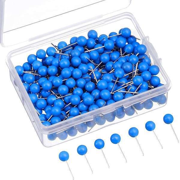 300 Pack Small Blue Map Tacks Push Pins - Perfect for Pinning & Organizing