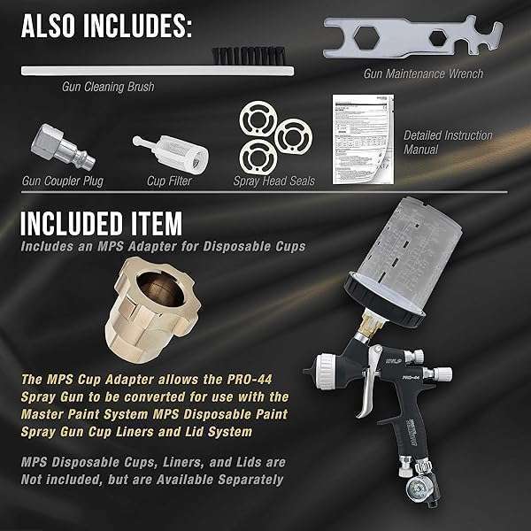 Master Elite PRO-44 HVLP Spray Gun 1.3mm Tip - Perfect for Automotive Basecoats & Clearcoats - Image 5