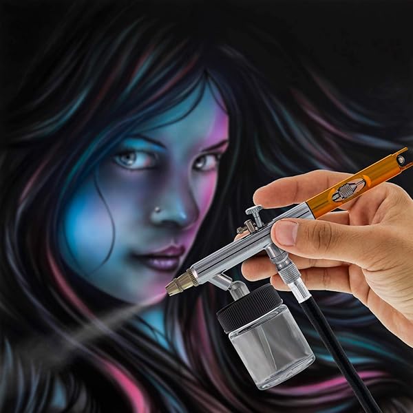 Master Performance S66-PRO Dual Action Airbrush Set with 0.35 mm Tips and Storage Case for Precision Painting and Art Projects - Image 6