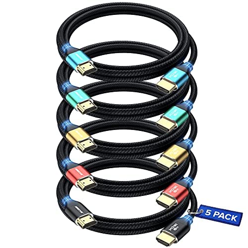 Maximm 12ft 8K HDMI Cable - Ultra High Speed HDMI 2.1 Cord (5 Pack) for 8K 60Hz Performance