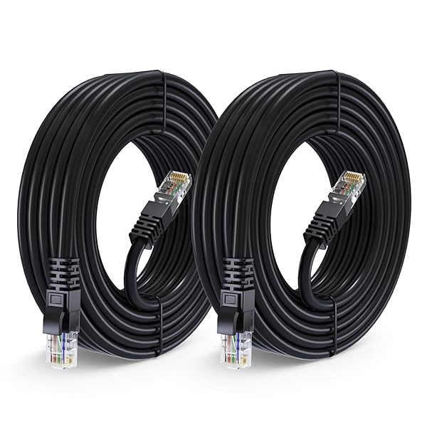 Maximm Cat 6 Ethernet Cable 25 ft (2-Pack) - High-Speed 10Gbps LAN & Internet Cable - UTP, 550MHz, Black