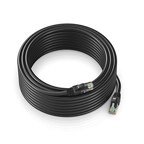 Maximm 100ft CAT6 Ethernet Cable - High Speed Outdoor Waterproof LAN Cable (Black) for Reliable Internet Connection