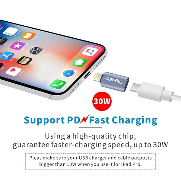 Meenova Lightning to USB-C Adapter: 30W Fast Charging with Lanyard - Perfect for iPhone & iPad - Image 4