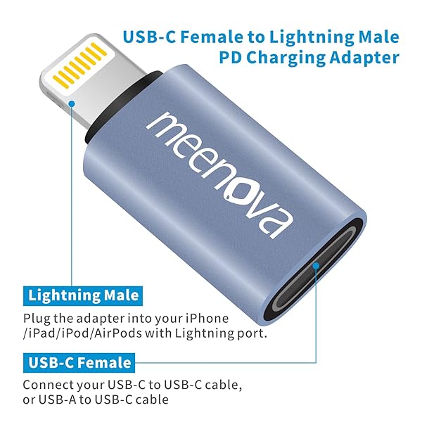 Meenova Lightning to USB-C Adapter: 30W Fast Charging with Lanyard - Perfect for iPhone & iPad - Image 5
