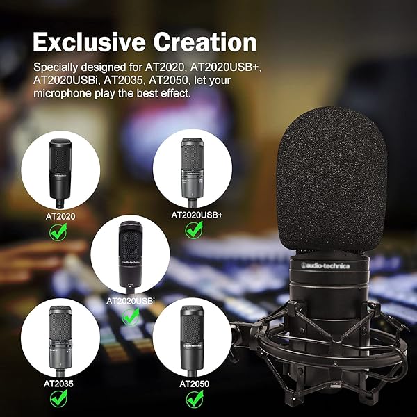 Mic Cover Foam Microphone Windscreen 2PCS Pop Filter for AT2020 AT2020USB AT2020USBi AT2035 AT2050 Recording Microphones - Image 3