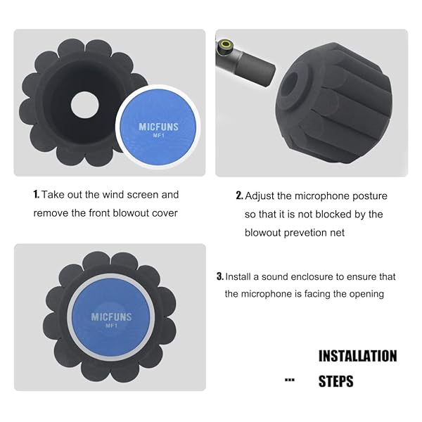 Micfuns MF2 Microphone Windscreen Pop Filter,Side Cutout 45-60-mm Suspended Microphones SM7B, Sound Absorbing Foam Reducing Noise And Reflections - Image 3