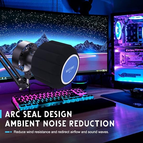 Micfuns MF2 Microphone Windscreen Pop Filter,Side Cutout 45-60-mm Suspended Microphones SM7B, Sound Absorbing Foam Reducing Noise And Reflections - Image 4