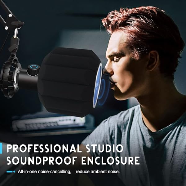 Micfuns MF2 Microphone Windscreen Pop Filter,Side Cutout 45-60-mm Suspended Microphones SM7B, Sound Absorbing Foam Reducing Noise And Reflections - Image 5