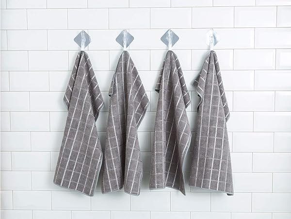 Microfiber Dish Towels 8 Pack - Soft, Absorbent & Lint-Free Kitchen Towels in Gray Lattice Design - 26x18 Inch - Image 5