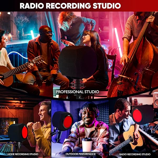 Microphone Windscreen Pop Filter, Recording Shield,Isolation shield Sound-Absorbing Foam Windscreen for Large Mic, Studio Equipment Indoor and - Image 6