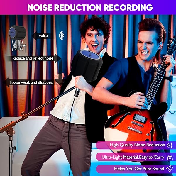 Microphone Windscreen Pop Filter with Gift Mic StandandPhone Holder,Recording Shield?Mic Isolation Ball Sound-Absorbing Foam Windscreen for Large - Image 3