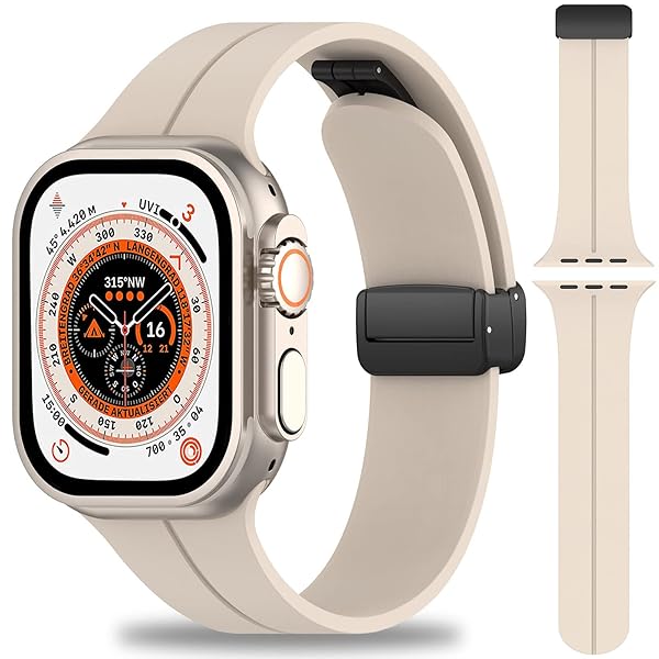 Miimall Compatible for Apple Watch 42mm (Series 10) 41mm 40mm 38mm Women Men, Magnetic Buckle Soft Silicone Waterproof Sport Strap Band for iWatch