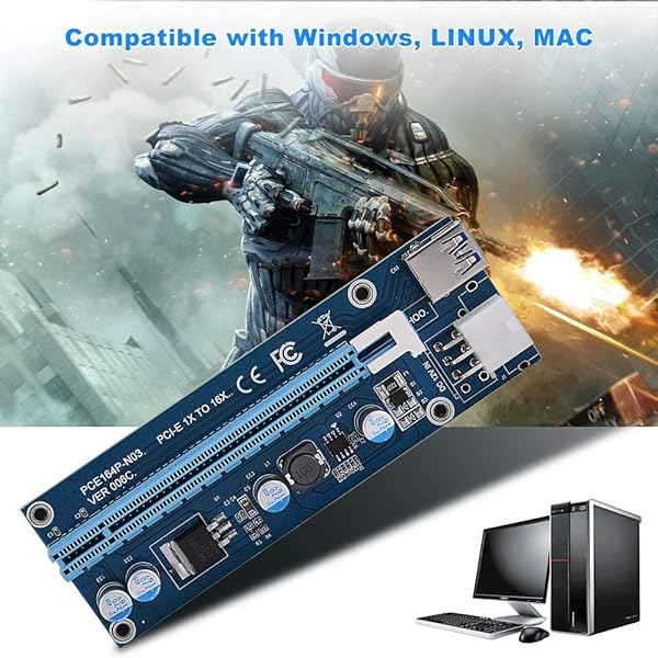 Mini PCIe to PCIe 16x Riser Adapter with SATA Power for Mining - 4 Capacitors & 6-Pin Interface - Image 4