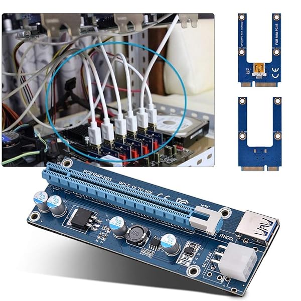 Mini PCIe to PCIe 16x Riser Adapter with SATA Power for Mining - 4 Capacitors & 6-Pin Interface - Image 5