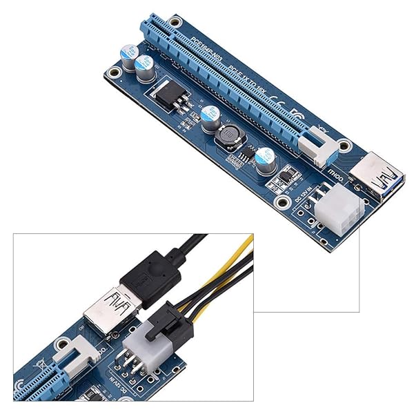 Mini PCIe to PCIe 16x Riser Adapter with SATA Power for Mining - 4 Capacitors & 6-Pin Interface - Image 6