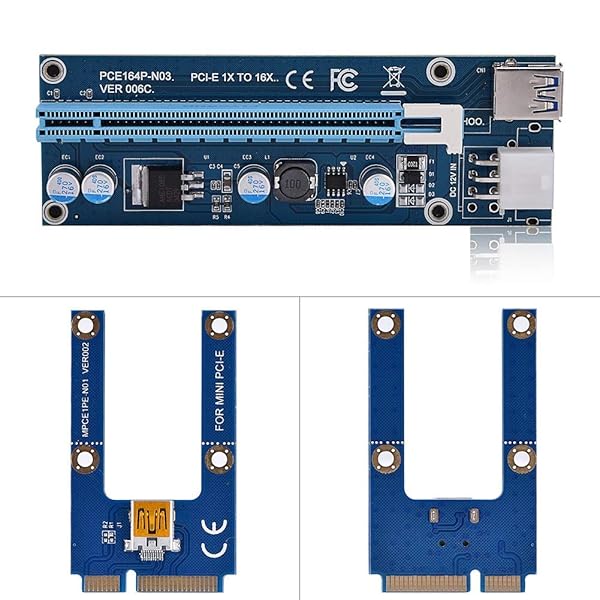 Mini PCIe to PCIe 16x Riser Adapter with SATA Power for Mining - 4 Capacitors & 6-Pin Interface - Image 7