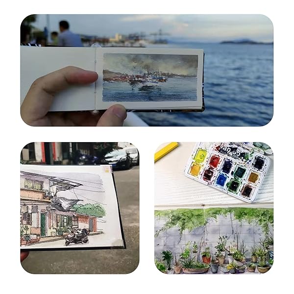 Mini Watercolor Palette,Travel Watercolor with Lid,Wooden Colour Palette Box for Painting Gift for Painters 15 Grids Box - Gift a Clip,Pocket - Image 3