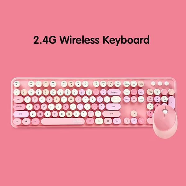 Buy Mofii Wireless Keyboard & Mouse Combo - Cute 2.4G USB Full Size Set for PC & Laptop (Pink-Mixed) - Image 3
