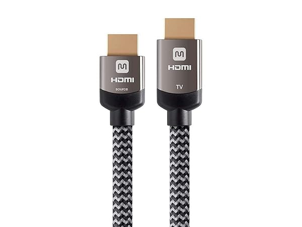 Monoprice 4K Braided High Speed HDMI Cable 100 Feet CL3 In Wall Rated 18Gbps Active YCbCr 444 Gray