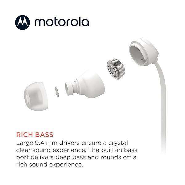 Motorola Earbuds 3-S: Comfortable Wired In-Ear Headphones with Microphone & Clear Bass Sound - Lightweight, Non-Tangle Design - Image 5