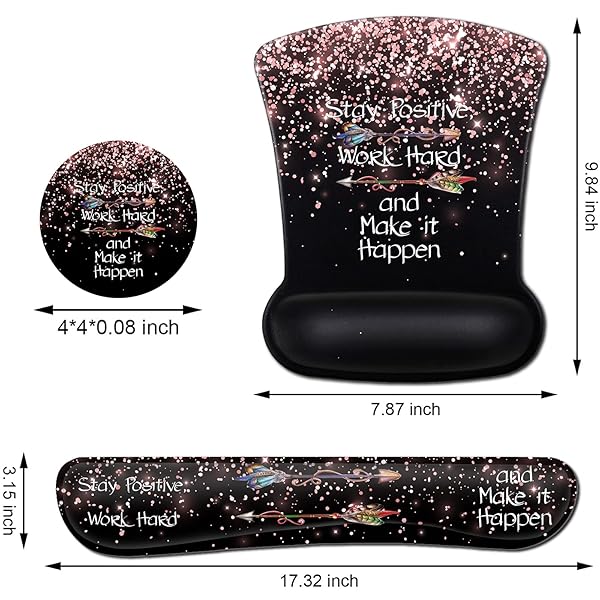 Mouse Pad with Wrist Support, Ergonomic Gel Mouse Pad, Memory Foam Keyboard Wrist Rest, Suitable for Office Typing, Games, Desktop Decoration, Rose - Image 5