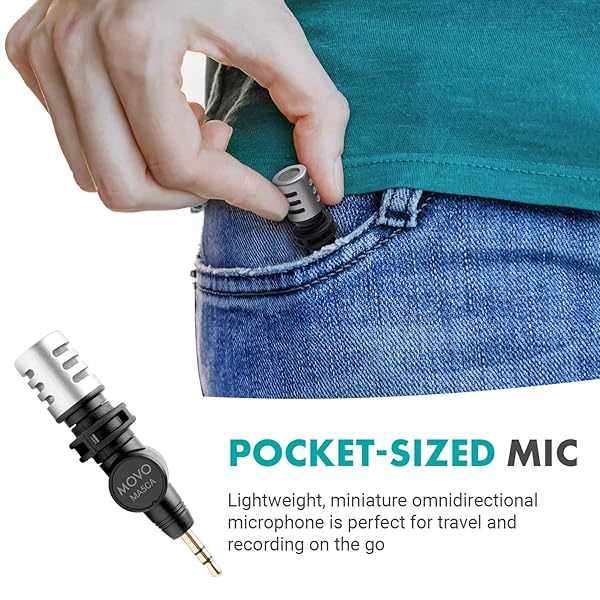 Movo MA5CA Mini Microphone for Camera Compact 3.5mm TRS Mic with 180 Degree Rotation Ideal for Travel Vlogs and Street Videography - Image 3