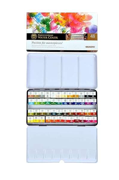 Buy Mungyo Professional Half Pan Watercolor Set (48 Colors) with Tin Case & Mixing Palette - Perfect for Artists! - Image 4