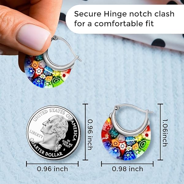 Murano Style Glass Hoop Earrings for Women Trendy Daisy Flower Colorful Dangle Jewelry Unique Birthday Gifts for Women - Image 6