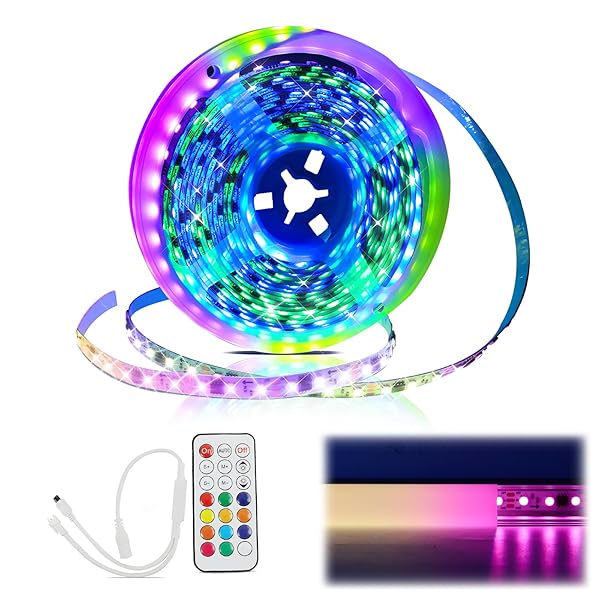 Shop Muzata 16.4FT RGB LED Strip Light with 96 LEDs/M - High Density Neon Lighting Effect & LED Channel U108 U103 LC31