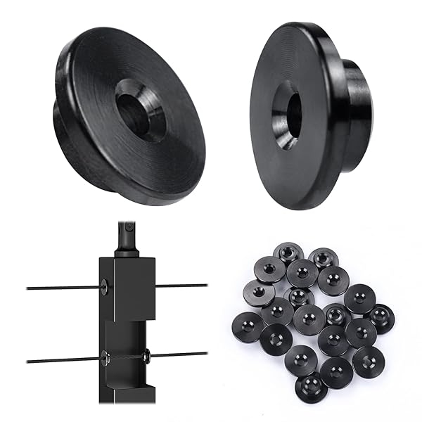 "Muzata 20 Pack Black 1/8" Level Wheel Protector Sleeve for Metal Posts - T316 Stainless Steel Cable Railing Kit"