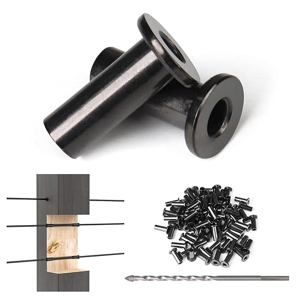 "Muzata 80 Pack Black T316 Stainless Steel Cable Railing Protector Sleeves for 1/8", 5/32", 3/16" Wire Rope - Durable Grommet Kit"