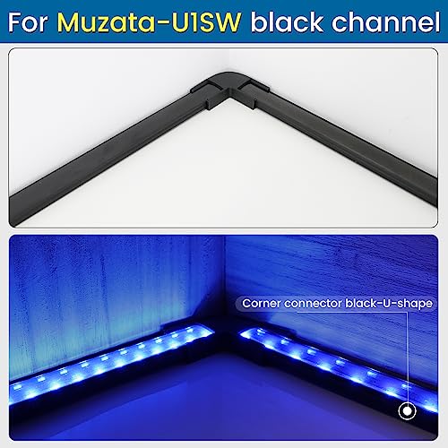 Muzata 8Pack Black Corner Connector Kit for LED Channel L Shape 90 Degree Connectors fit Muzata U1SW U Shape 17x7MM Black LED Strip Channel LC07 - Image 4