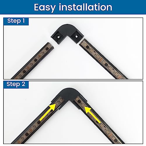 Muzata 8Pack Black Corner Connector Kit for LED Channel L Shape 90 Degree Connectors fit Muzata U1SW U Shape 17x7MM Black LED Strip Channel LC07 - Image 6